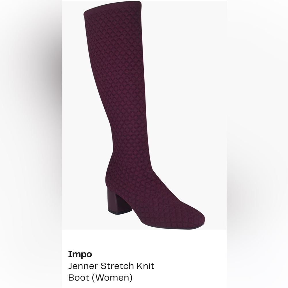 Impo Jenner Stretch Knit Burgundy Textured Knee-High Boots *Never worn!*